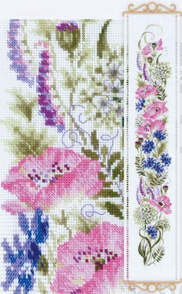 Цветочное ассорти #1866 Риолис Набор для вышивания 19 х 90 см Счетный крест