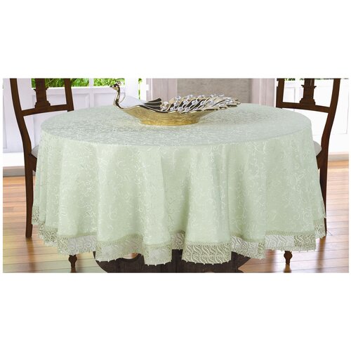 фото Скатерть do & co с гипюром 8526, 160 см, зеленый