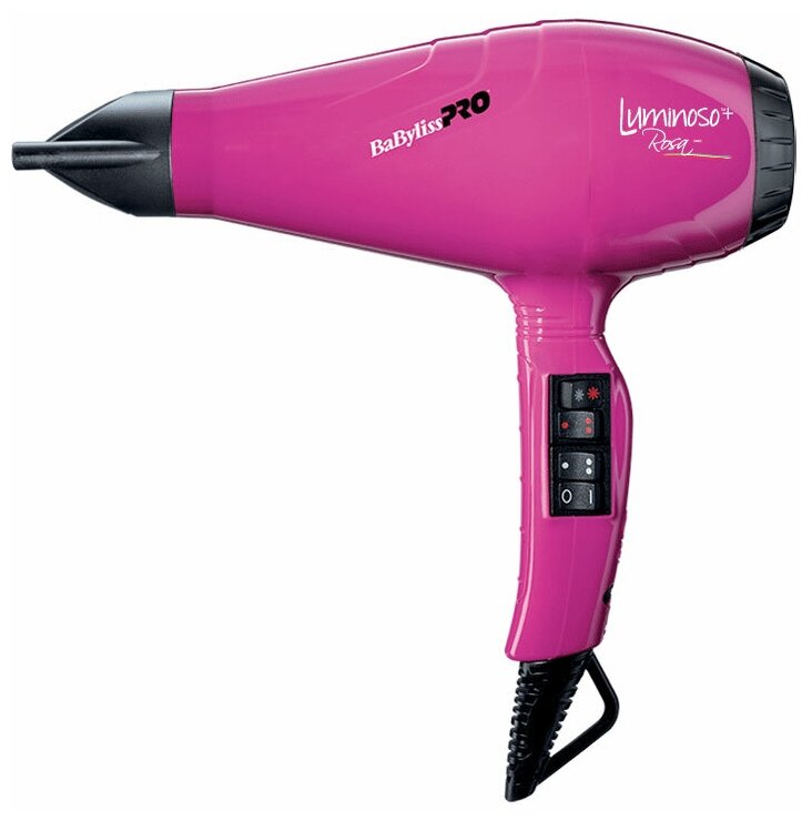 Фен для волос BaByliss Pro BAB6360IFE Luminoso Nero фуксия 2,7 м. 2100 Ватт