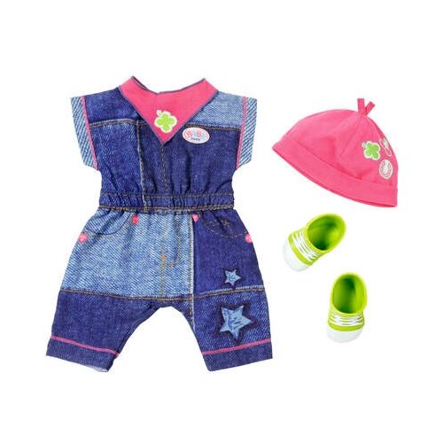 Zapf Creation Джинсовая коллекция для куклы Baby Born 824498 синий/розовый/зеленый zapf creation baby born 826 973 бэби борн трендовое платье с розовой юбкой