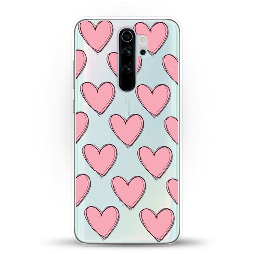 фото Силиконовый чехол узор из сердец на xiaomi redmi note 8 pro andy & paul
