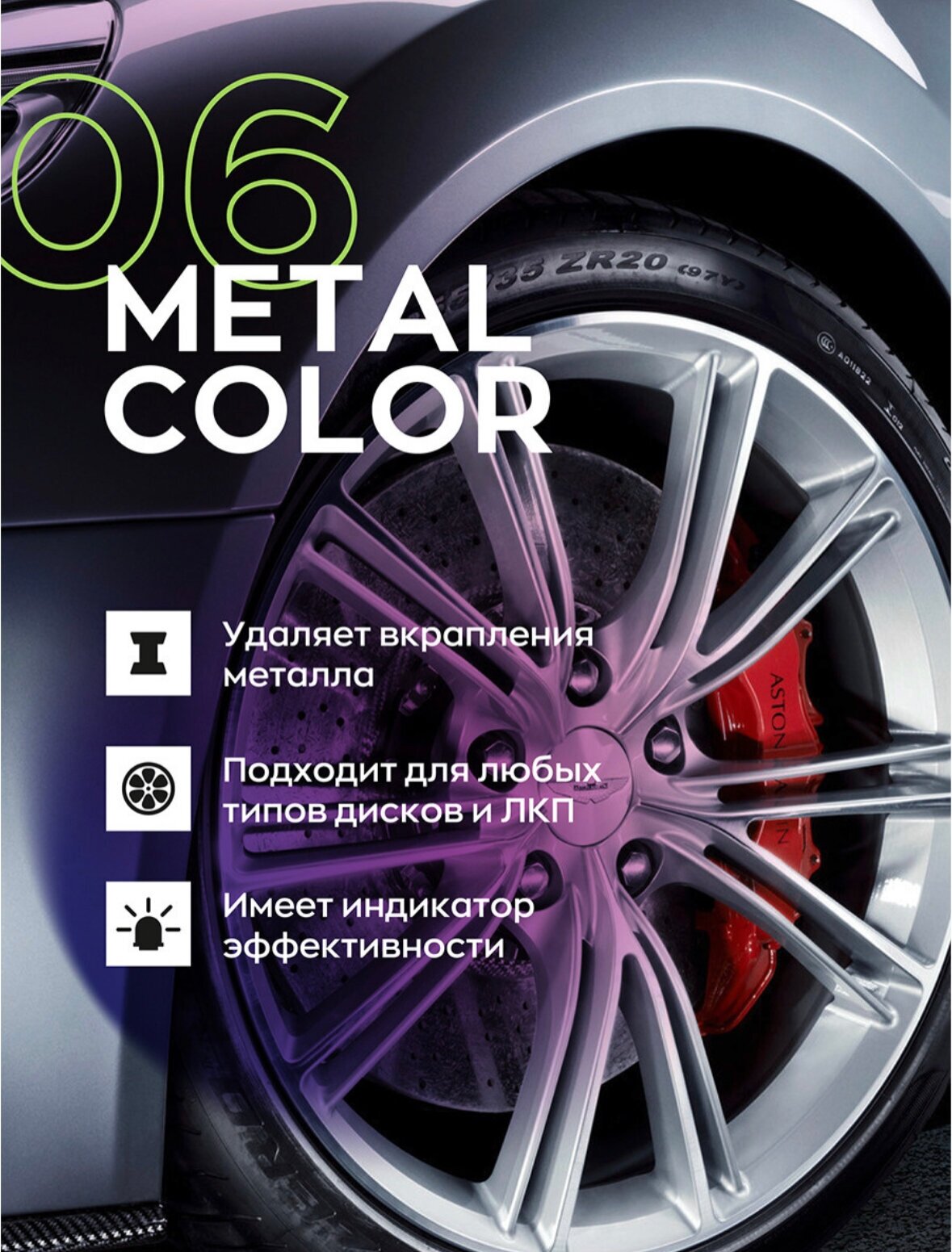 Нейтральный очиститель дисков и кузова с индикатором SMART METAL COLOR 06 (0,5л), триггер