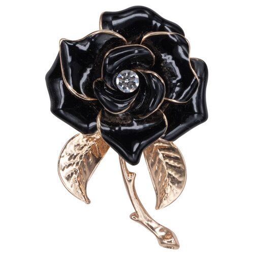 фото Брошь бижутерная роза (замок-булавка, черный) 12-56224 otokodesign