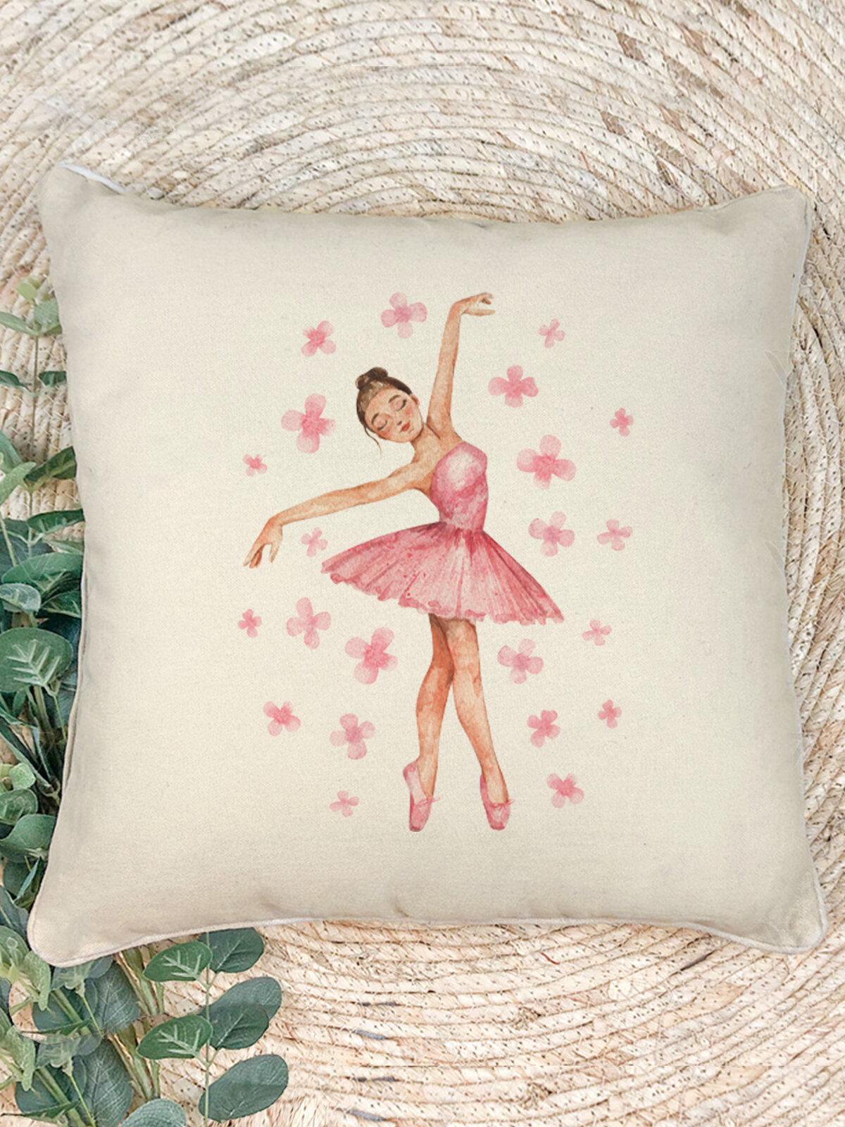 Наволочка для декоративной подушки "Балерина в розовом", 41*41 см с принтом, рисунком в подарок в подарок