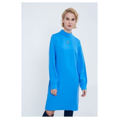 фото Платье zarina 9123021521 женское цвет голубой 49 однотонный р-р 42