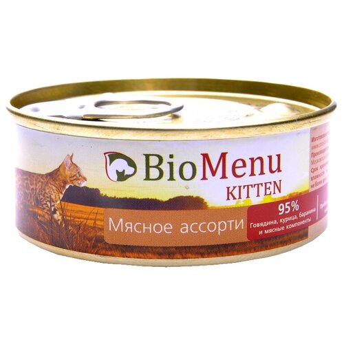 BioMenu Паштет для котят Мясное ассорти (7412129822) 0,1 кг 24530 (26 шт)