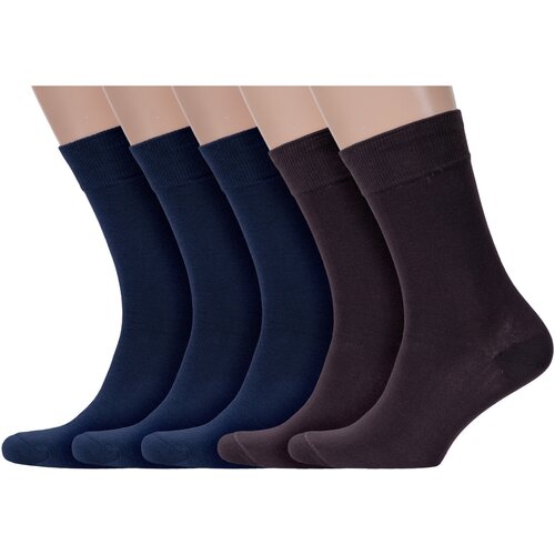 Носки LorenzLine, 5 пар, размер 25, синий, коричневый носки lorenzline 5 пар размер 8 10 синий коричневый
