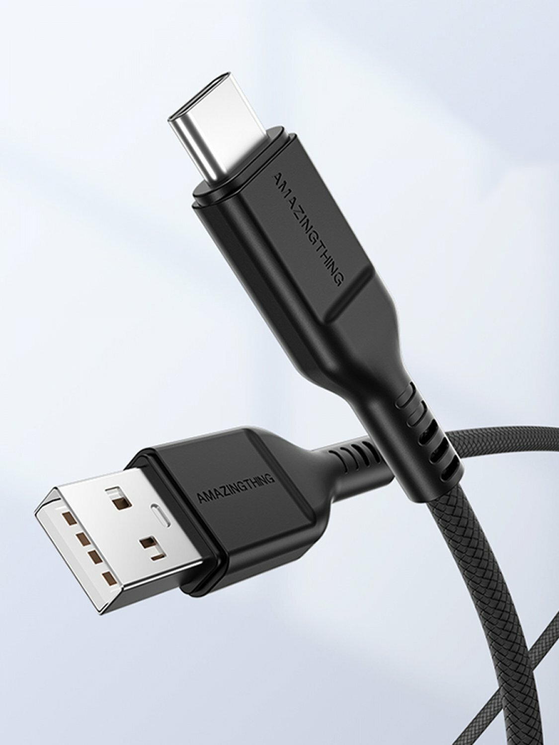 Кабель USB Type C Amazingthing Thunder Pro черный 2.1 метр 3A быстрая зарядка для телефона с Юсб Тайп Си шнур для зарядки зарядный провод Type-C