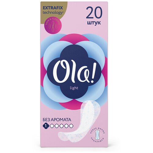 Ola! прокладки ежедневные Light Без аромата, 1 капля, 20 шт. прокладки ola silk sense ультратонкие прокладки с крылышками супер ромашка