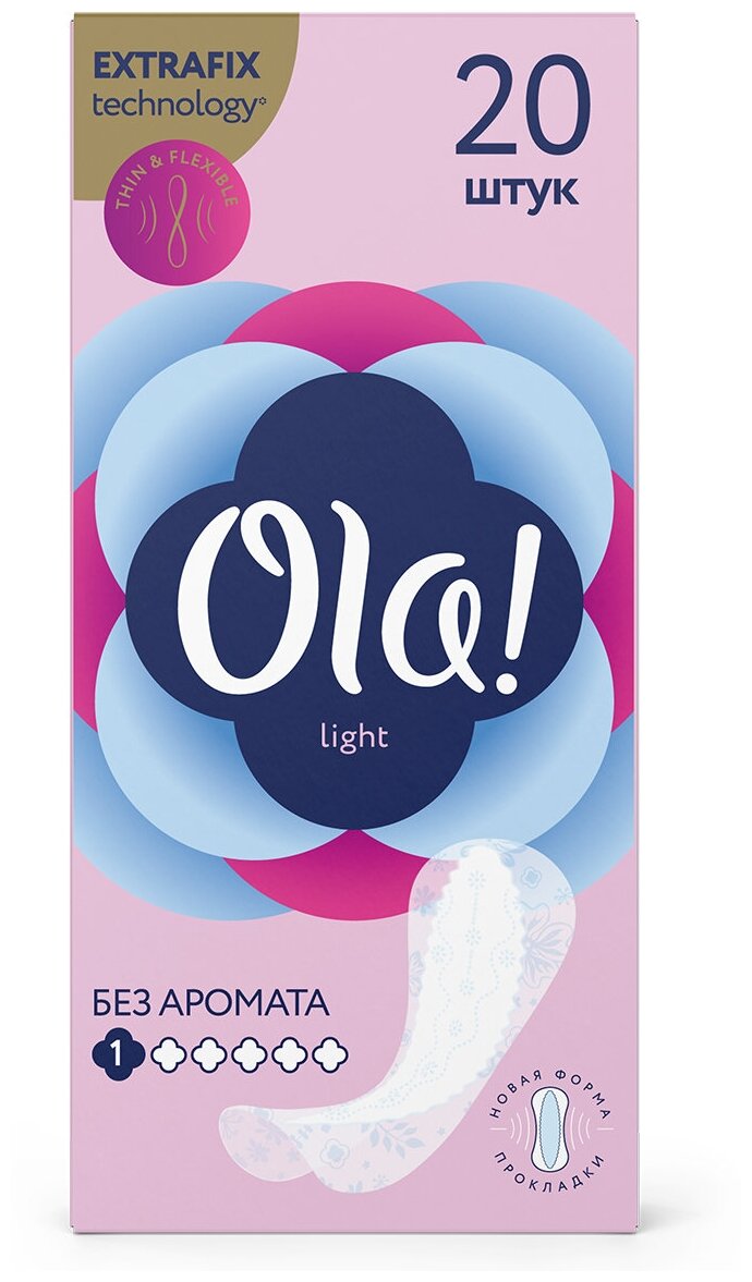 Ola! прокладки ежедневные Light Без аромата, 1 капля, 20 шт.