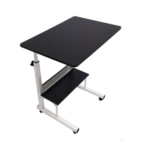 Прикроватный столик для ноутбука, с регулировкой высоты на колесиках, черный