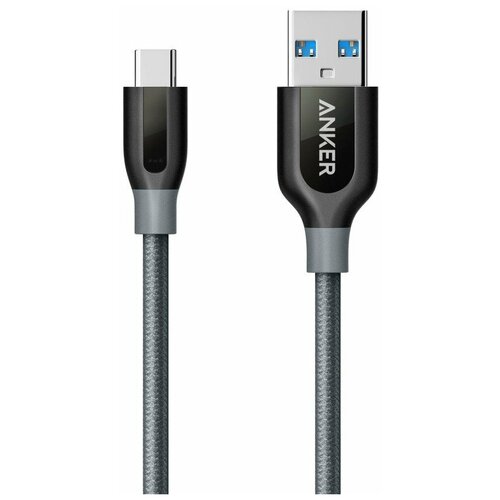 Anker Кевларовый кабель Anker PowerLine+ USB-C to USB 3.0 90 см. Gray серый A8168HA1