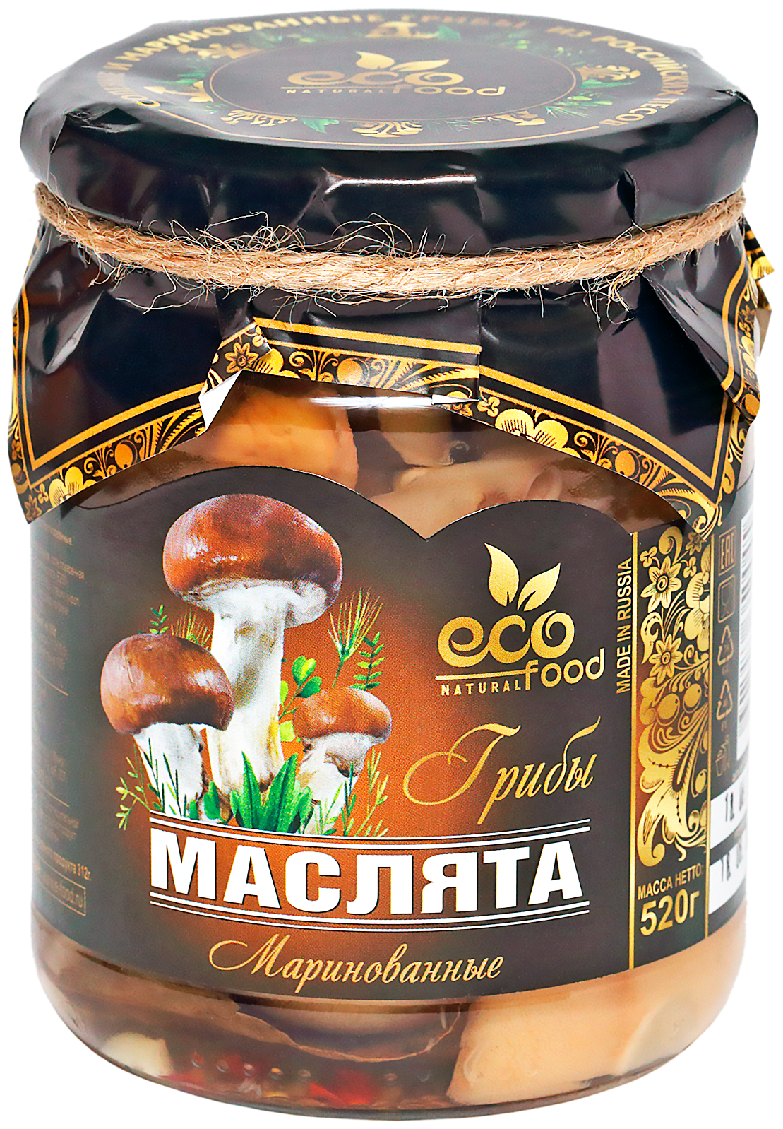 Грибы Маслята маринованные, 520г ECOFOOD