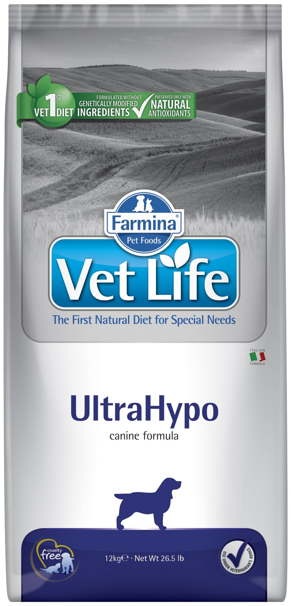 Farmina Vet Life Dog Ultrahypo сухой корм для взрослых собак при пищевой аллергии - 12 кг