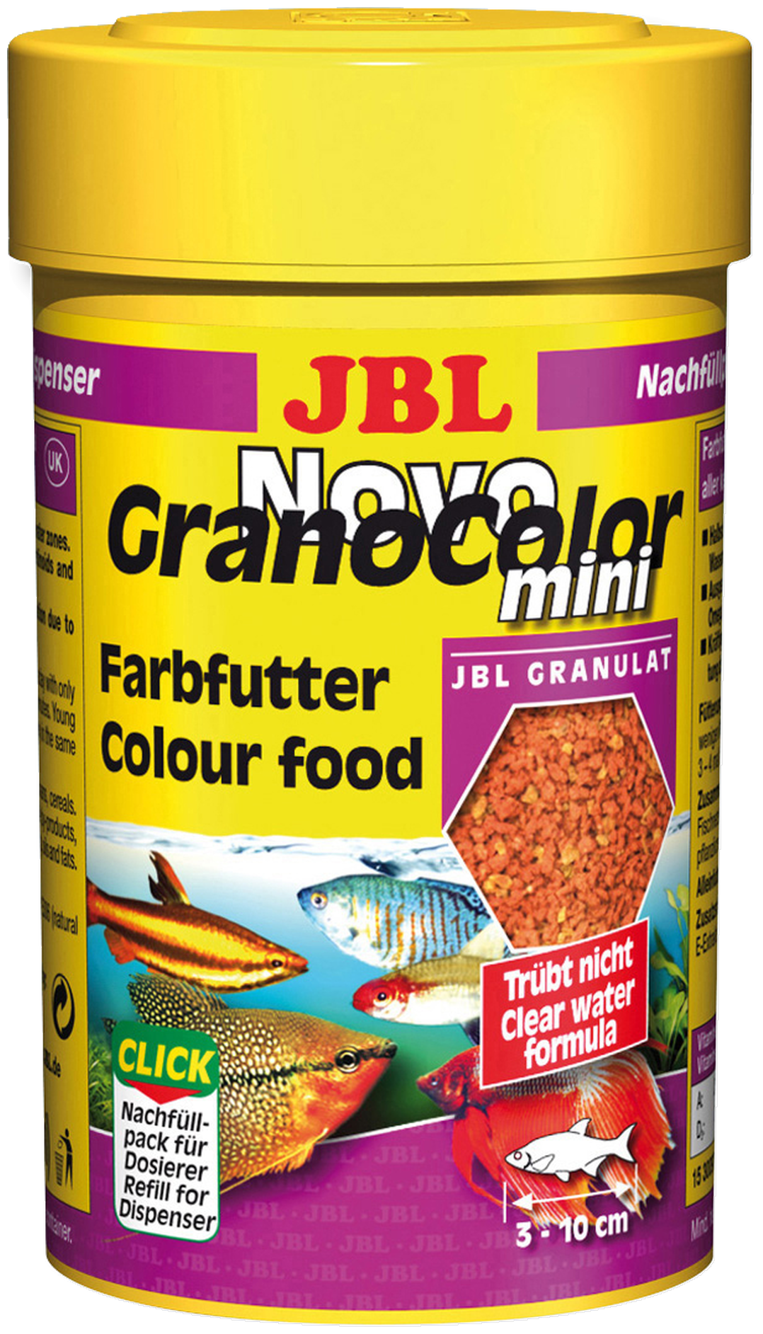 Основной корм JBL GMBH & CO. KG JBL NovoGranoColor mini Refill в форме цветных мини-гранул, способствующих естественному усилению цвета маленьких рыб в общих аквариумах - фотография № 1