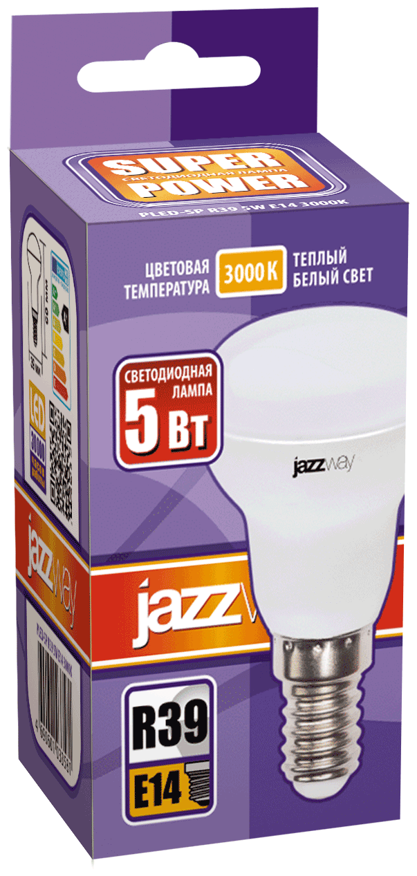 Лампа светодиодная рефлектор т/б свет 5Вт 1033581 PLED-SP R39 5W E14 3000К Jazzway (5 шт. в комплекте)