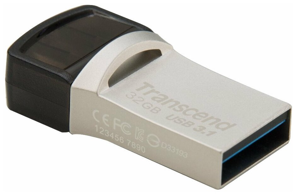 USB Накопитель Transcend 32GB JETFLASH 890S USB3.0 Type-C & Type-A, Silver