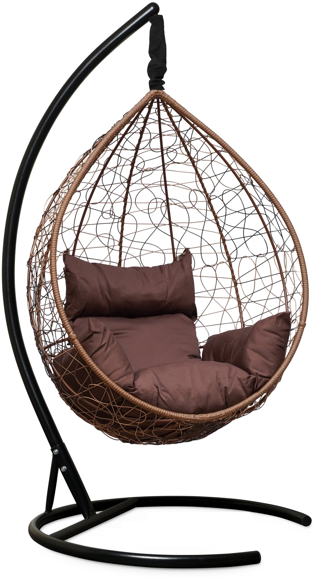 Подвесное кресло SEVILLA горячий шоколад + каркас (коричневая подушка)