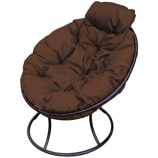 Садовое кресло M-GROUP Папасан мини без ротанга черное + коричневая подушка - фотография № 2
