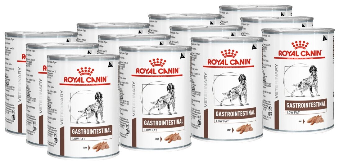 Влажный корм Royal Canin GastroIntestinal Low Fat при болезнях ЖКТ с низким содержанием жира 1уп. х12 шт. х410гр.