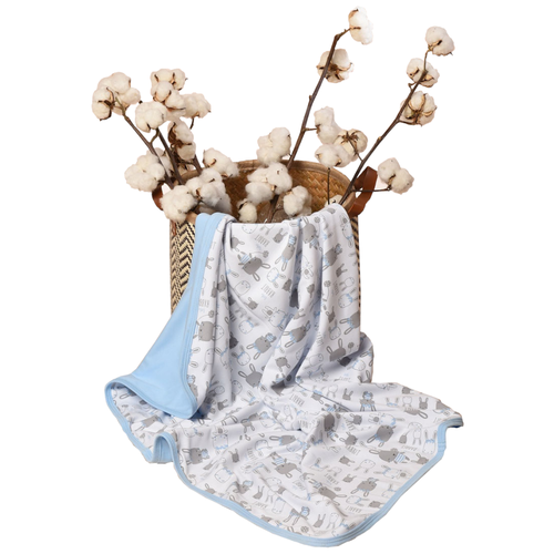 фото Одеяло-плед для новорожденного patrino "зайцы" (голубой, интерлок) 80х100 см тутси