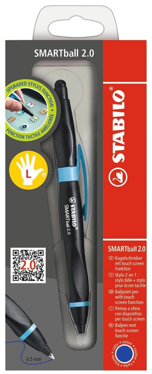 STABILO ручка-стилус шариковая Smartball 2.0 для левшей, 0.5 мм, 1 шт.