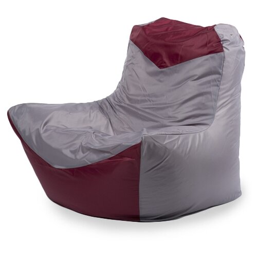 фото Пуффбери кресло-мешок классическое серый/бордовый оксфорд