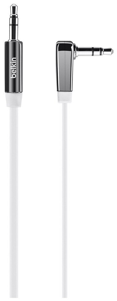 Кабель Belkin Jack 3.5 папа/Jack 3.5 папа угловой 0 9м белый (AV10128cw03-WHT)