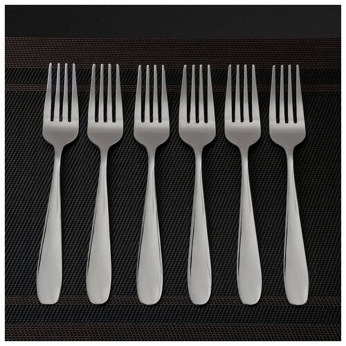 фото Набор вилок столовых 6 шт "симпли" 20,7 см, толщина 2 мм 3795899 доляна