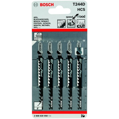 Набор пилок для электролобзика BOSCH 2608630058, 5 шт. набор пилок для электролобзика bosch 2608630014 5 шт