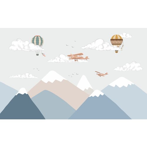 Моющиеся виниловые фотообои GrandPiK Полет над горами 450х280 см 11630₽