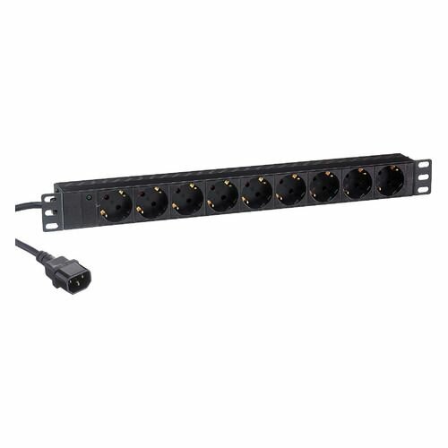 Exegate EX280852RUS Блок розеток ExeGate ServerPro PDU-19H906 Al-9S-C14-2.5, 19",1U,алюм, 9Schuko, кабель с C14 2.5м - фото №2