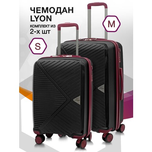 фото Комплект чемоданов l'case, 2 шт., полипропилен, 82.5 л, размер s/m, черный
