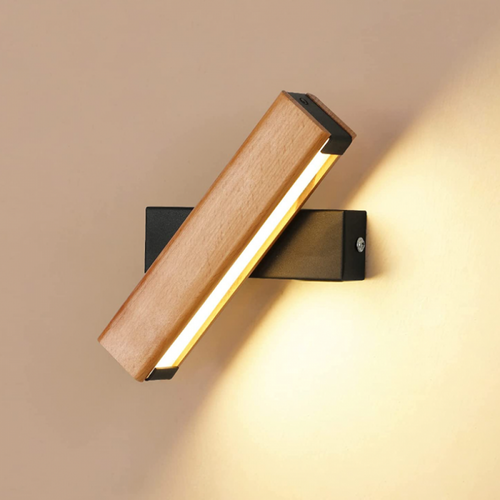 Настенный светильник，Osairous，658211，Прямоугольник, деревянный, черный желтый, теплый свет, 4,5 Вт
