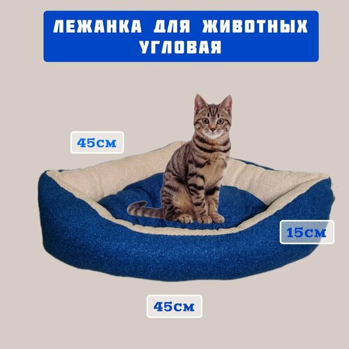 Лежанка для кошки, лежанка для собак, угловая, синий