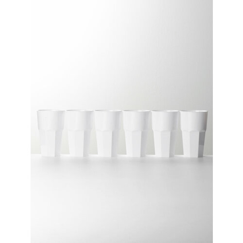 Многоразовые белые пластиковые стаканы 300 мл. Набор 6 штук.