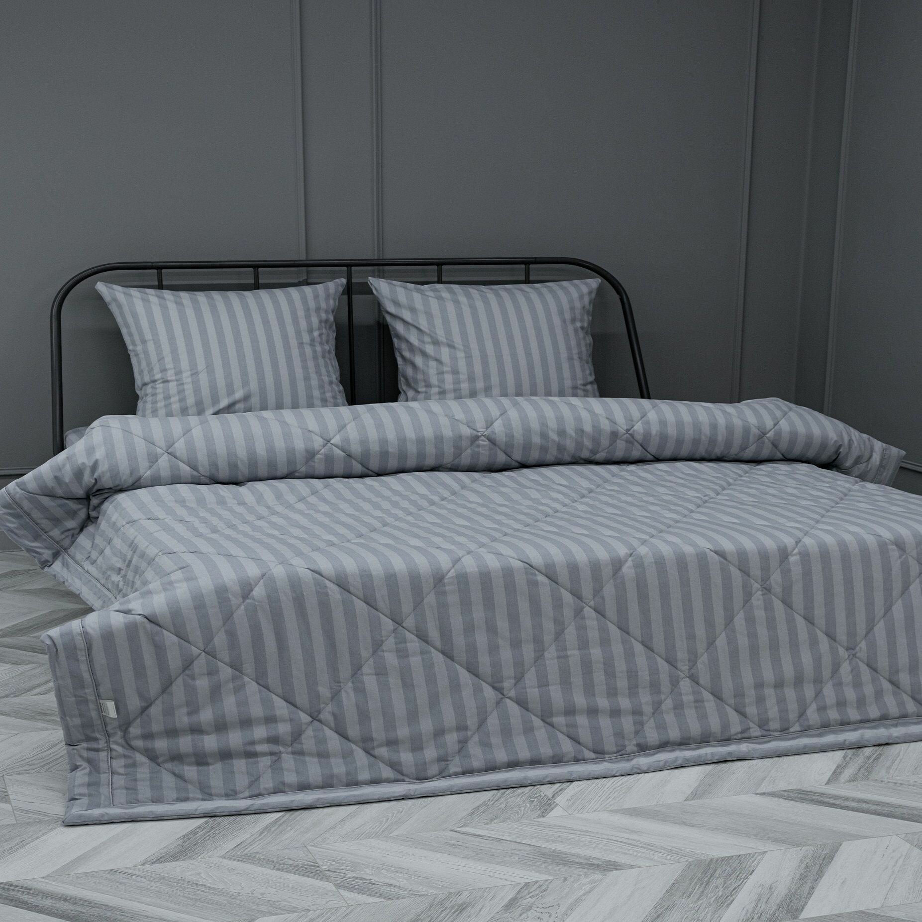 Комплект с одеялами DonCotton Stripe (серый), семейный