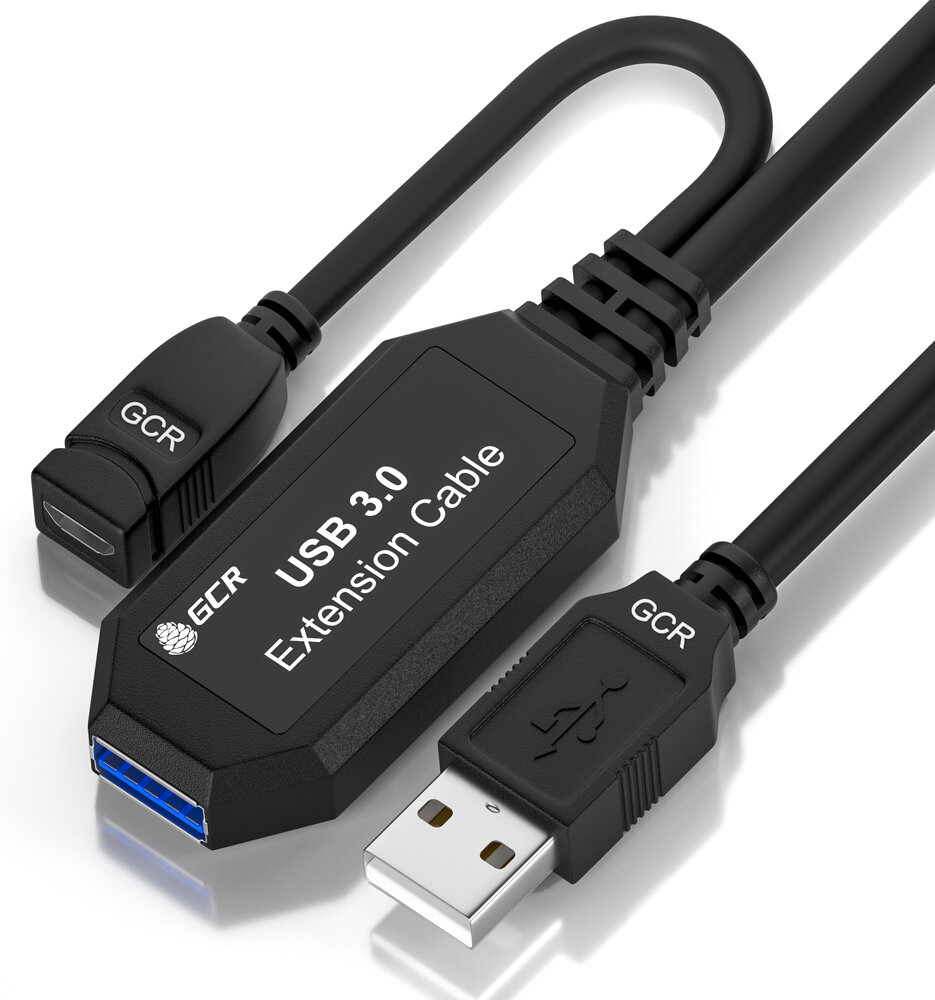 GCR Удлинитель активный 7.5m USB 3.0, AM/AF, OD:5.0mm, черный, с усилителем сигнала, доп. питание micro, 44-050605 Greenconnect USB 3.2 Type-AM - USB 3.2 Type-AF (44-050605)