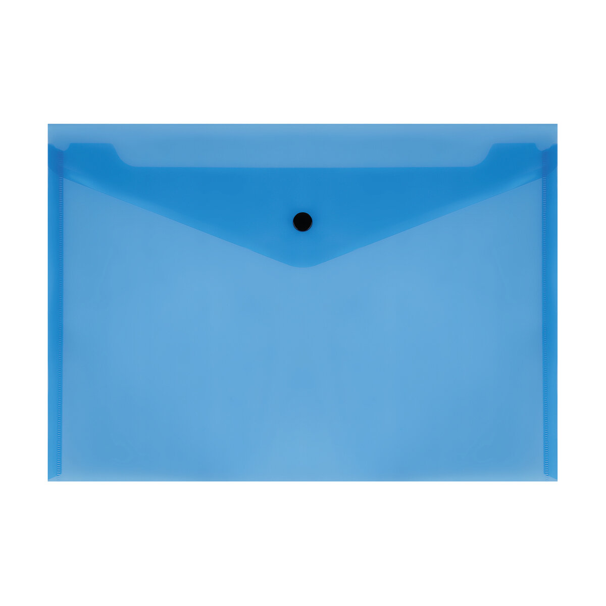 Папка-конверт на кнопке СТАММ А4, 150мкм, пластик, прозрачная, синяя - 40 шт.