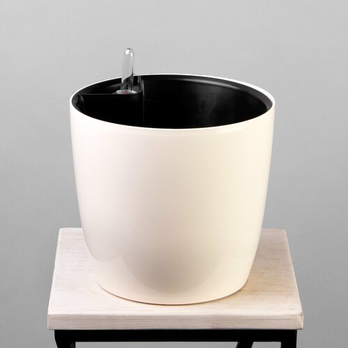 Цв. горшок с автополивом комфорт Бочонок (ПИ-38-8ТХ 5,5 л, D-21, H-18, кремовый)