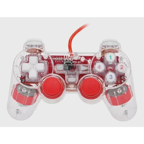 Джойстик 2 Shocks Joystick Геймпад - Контроллер Проводной Прозрачный красный 189000₽