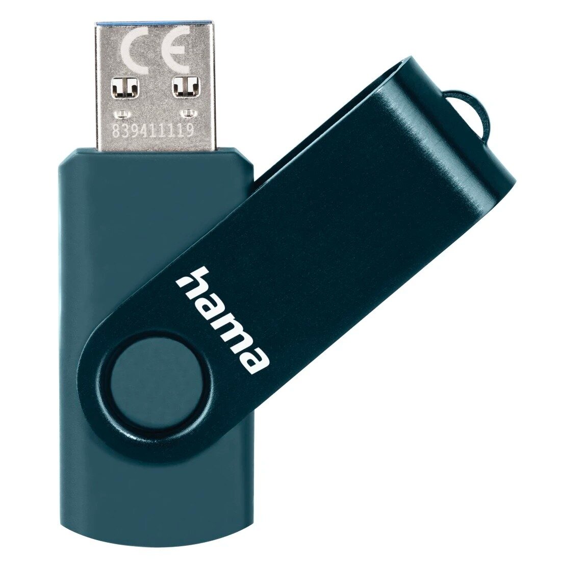 Флеш-накопитель hama Rotate USB-A 3.0, 128 GB, petrol blue (Germany)