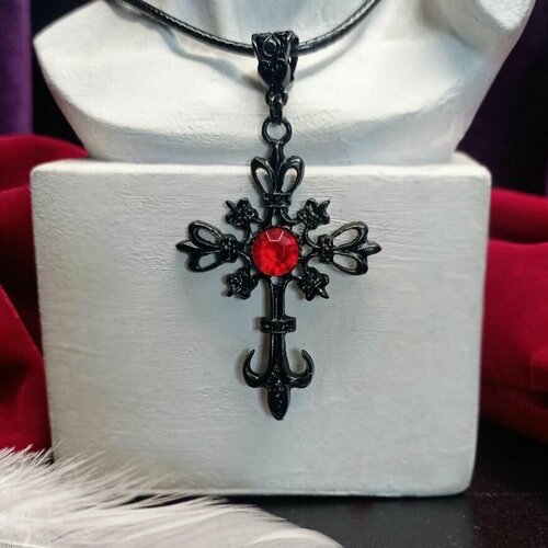 Колье, черный, красный