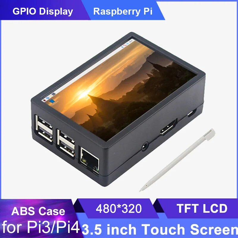 3,5 дюймовый сенсорный экран Raspberry Pi 3 B Plus TFT LCD 480*320 GPIO монитор из АБС-пластика для Raspberry Pi 4 Model B 3B + 3B — фото 1
