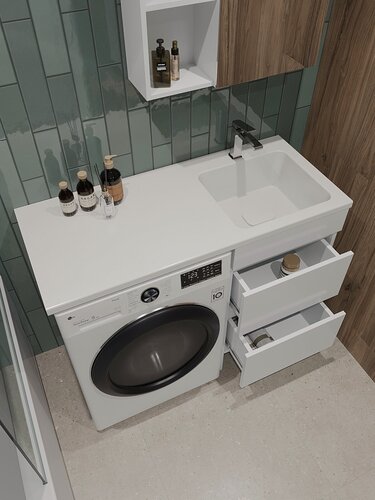 Изображение товара Раковина Камилла 110 правая OP-110RAR искусственный камень, белый глянец