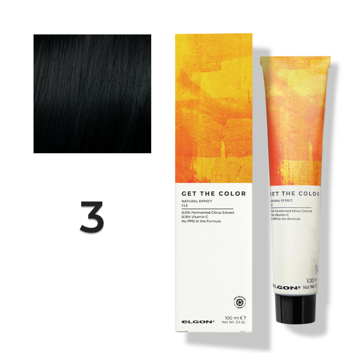 Стойкая краска для волос профессиональная Elgon Get the Color New 3 Темно-каштановый, 100 мл