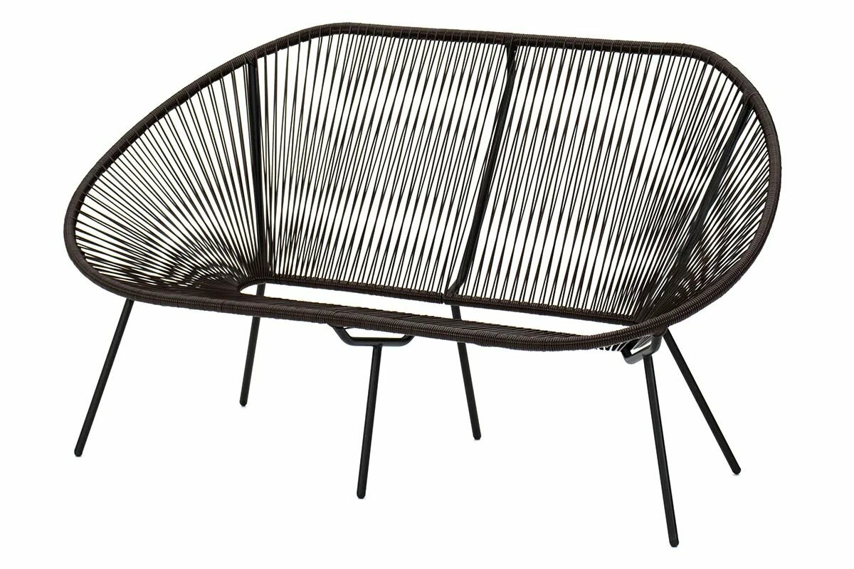 Диван KORNERA "Акапулько" каркас черный искусственный ротанг коричневый