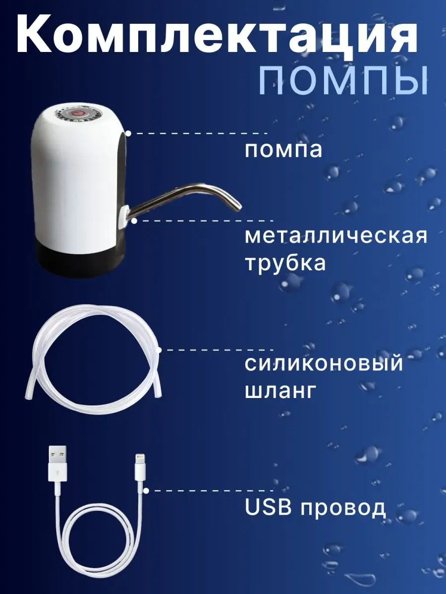 Электрическая аккумуляторная помпа для воды / автоматическая помпа для бутилированной воды / Белая — фото 1