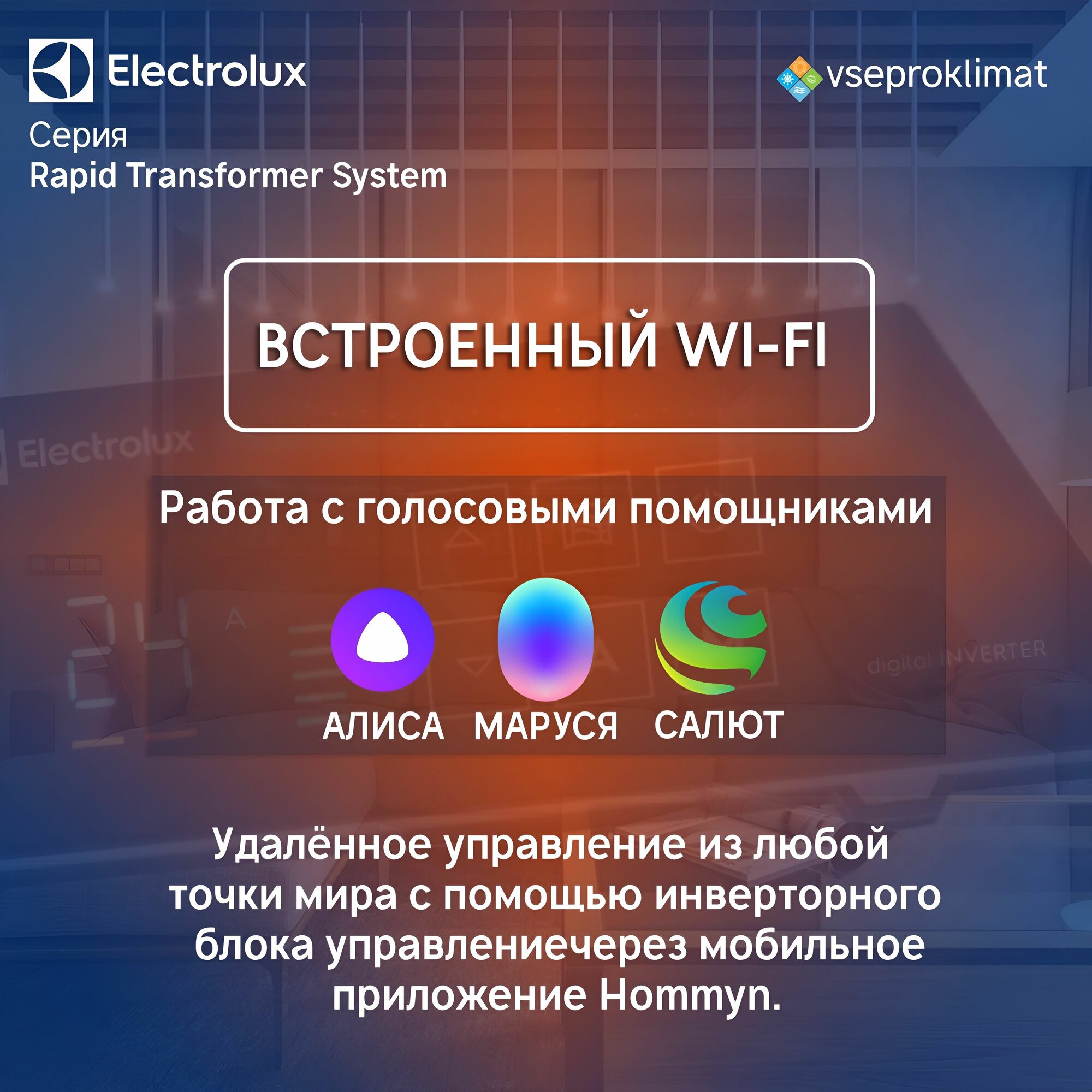 Инверторный конвектор Electrolux Rapid Transformer с блоком управления ECH/R-1000 T-TUI4 с WI-FI без шасси, 10 ступеней мощности — фото 1