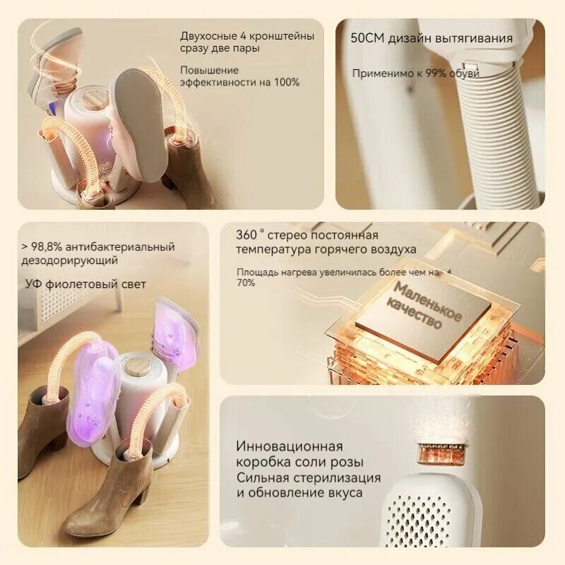 Картинки Сушилка для обуви Xiaomi Xiaozhi, термостатическая сушка горячим воздухом, УФ-стерилизация, дезодорация, антибактериальная, домашняя складная выдвижная сушилка для обуви SH02cs